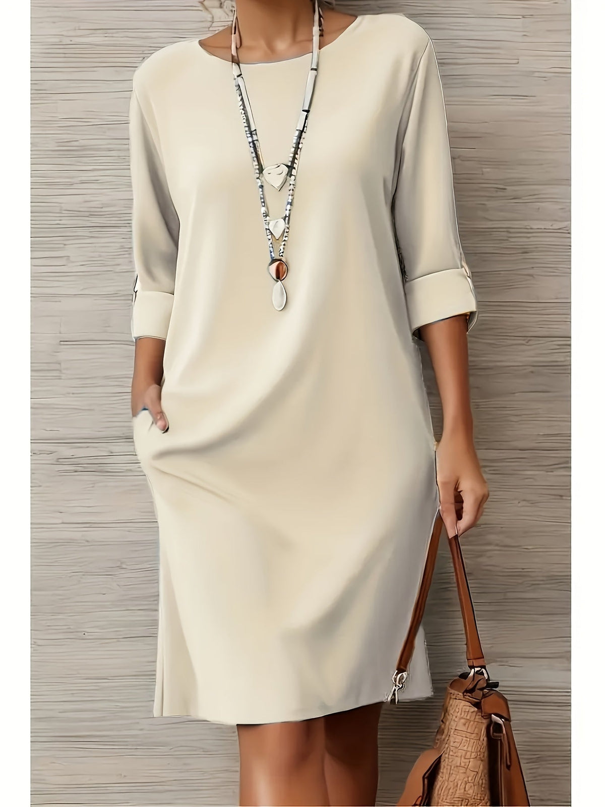 Blair | Womens Side Split Roll Sleeve Shift Dress