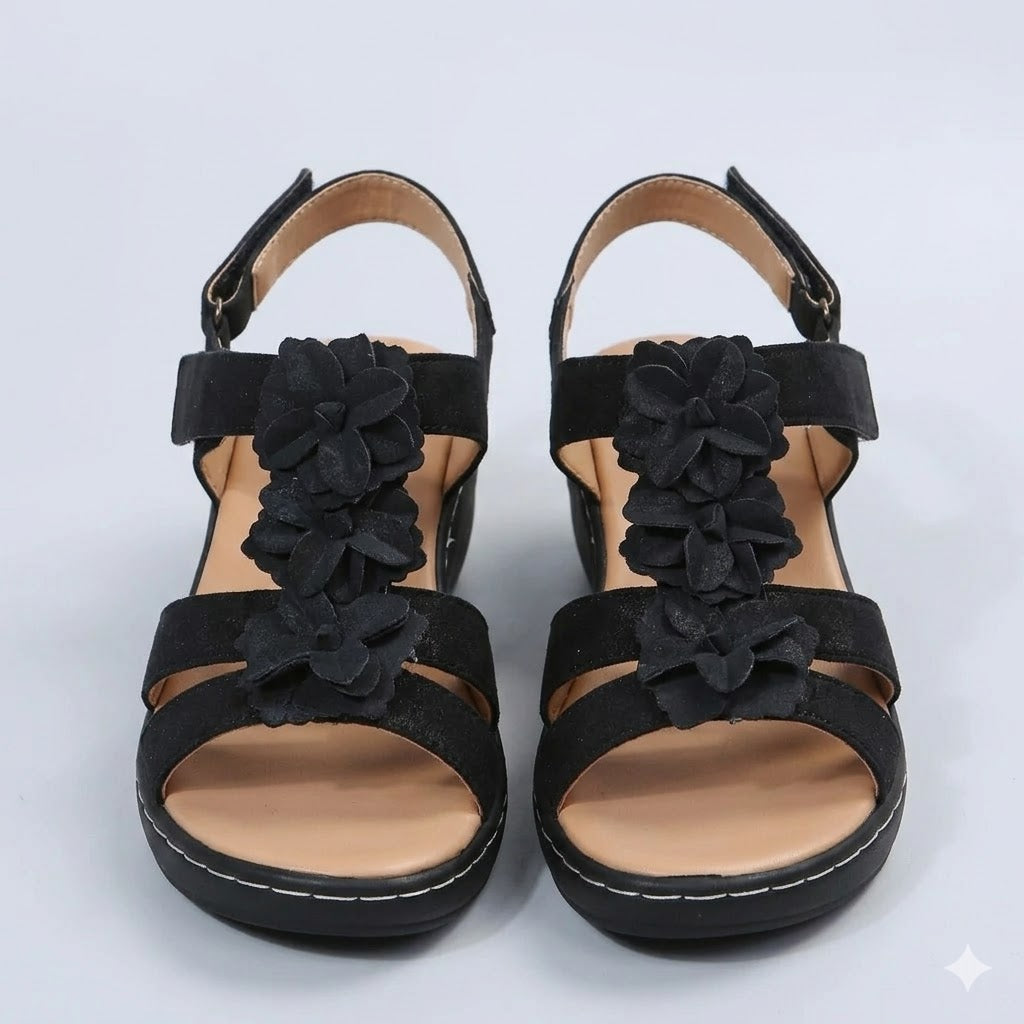 Amelia | Floral Wedge Sandals