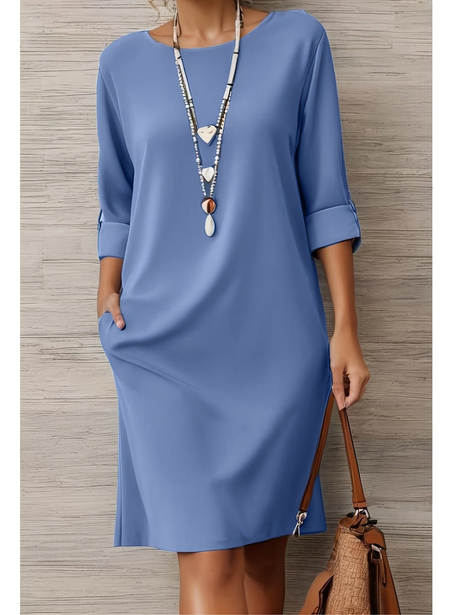 Blair | Womens Side Split Roll Sleeve Shift Dress