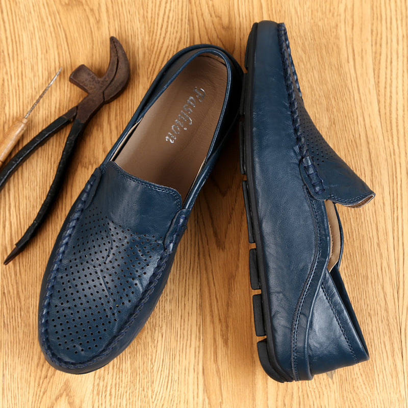 Gabriel | Mens Perforated Leather Slip-On Loafers