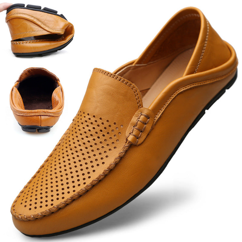 Gabriel | Mens Perforated Leather Slip-On Loafers