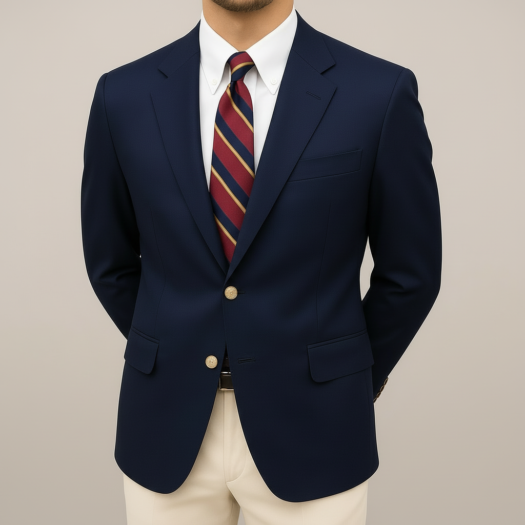 Edward | Mens Gold Button Navy Blazer