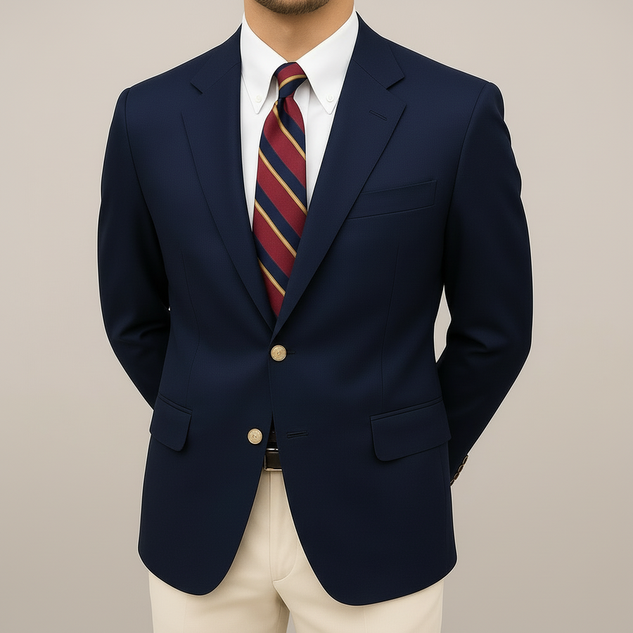 Edward | Mens Gold Button Navy Blazer