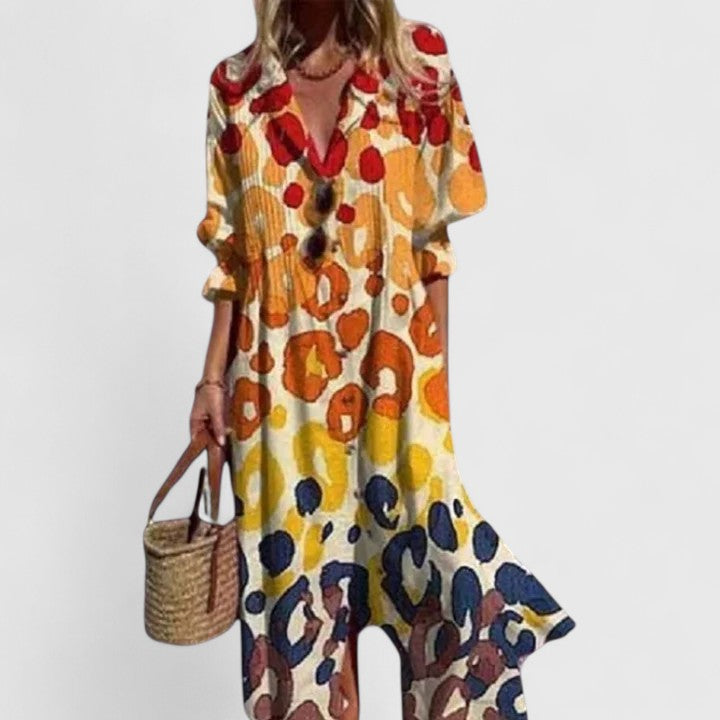 Blossom | Womens Leaf Print Button Front Shirt Dress