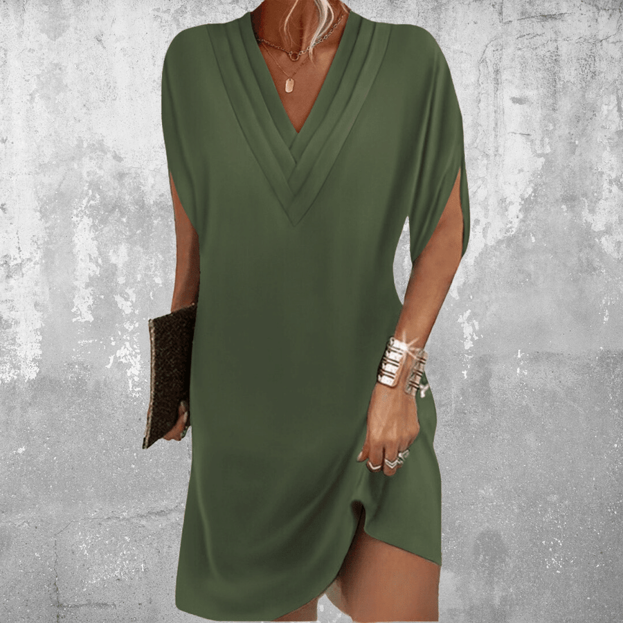 Freya | Womens Batwing Sleeve V-Neck Tulip Hem Dress