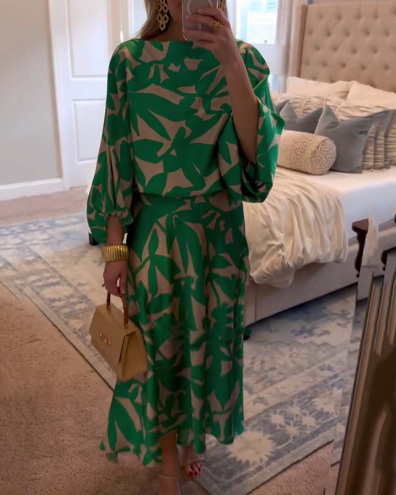 Josephine | Printed Lantern Sleeve Two Piece