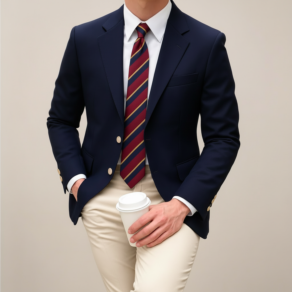 Edward | Mens Gold Button Navy Blazer