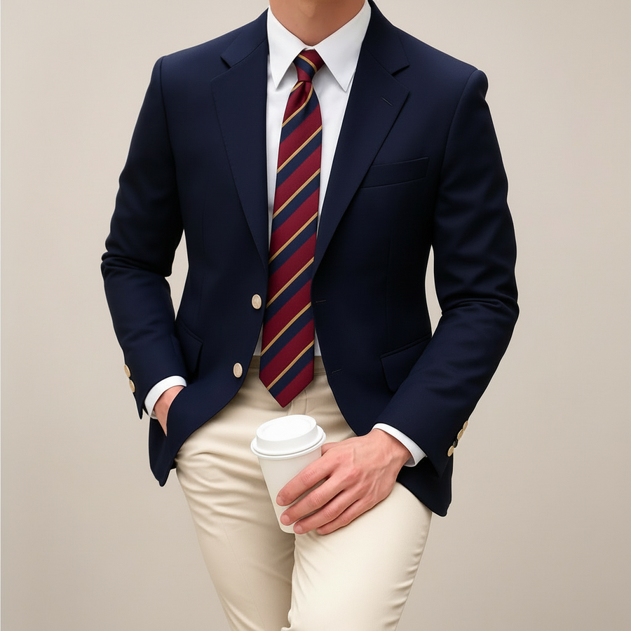 Edward | Mens Gold Button Navy Blazer