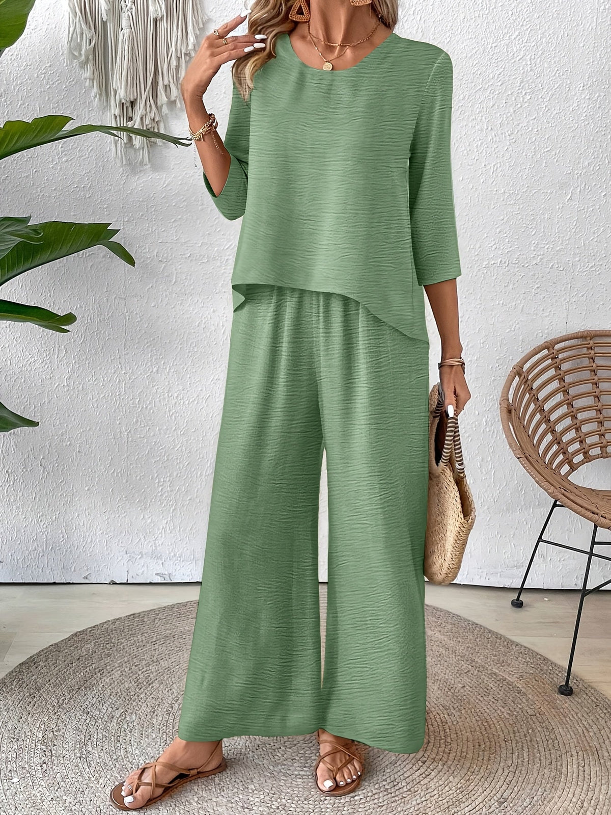 Odette | Vacation Linen Wide Leg Set