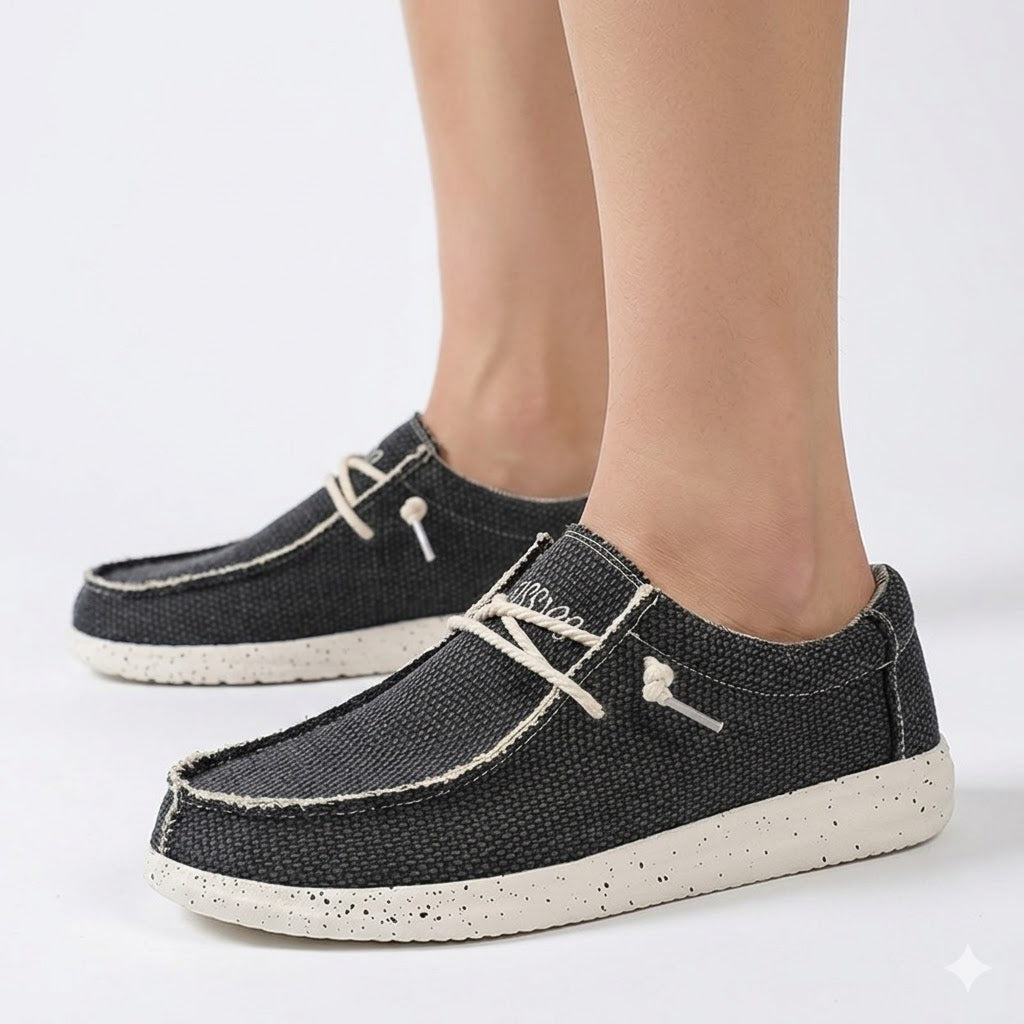 Wren | Womens Canvas Lace-Up Slip-On Trainers