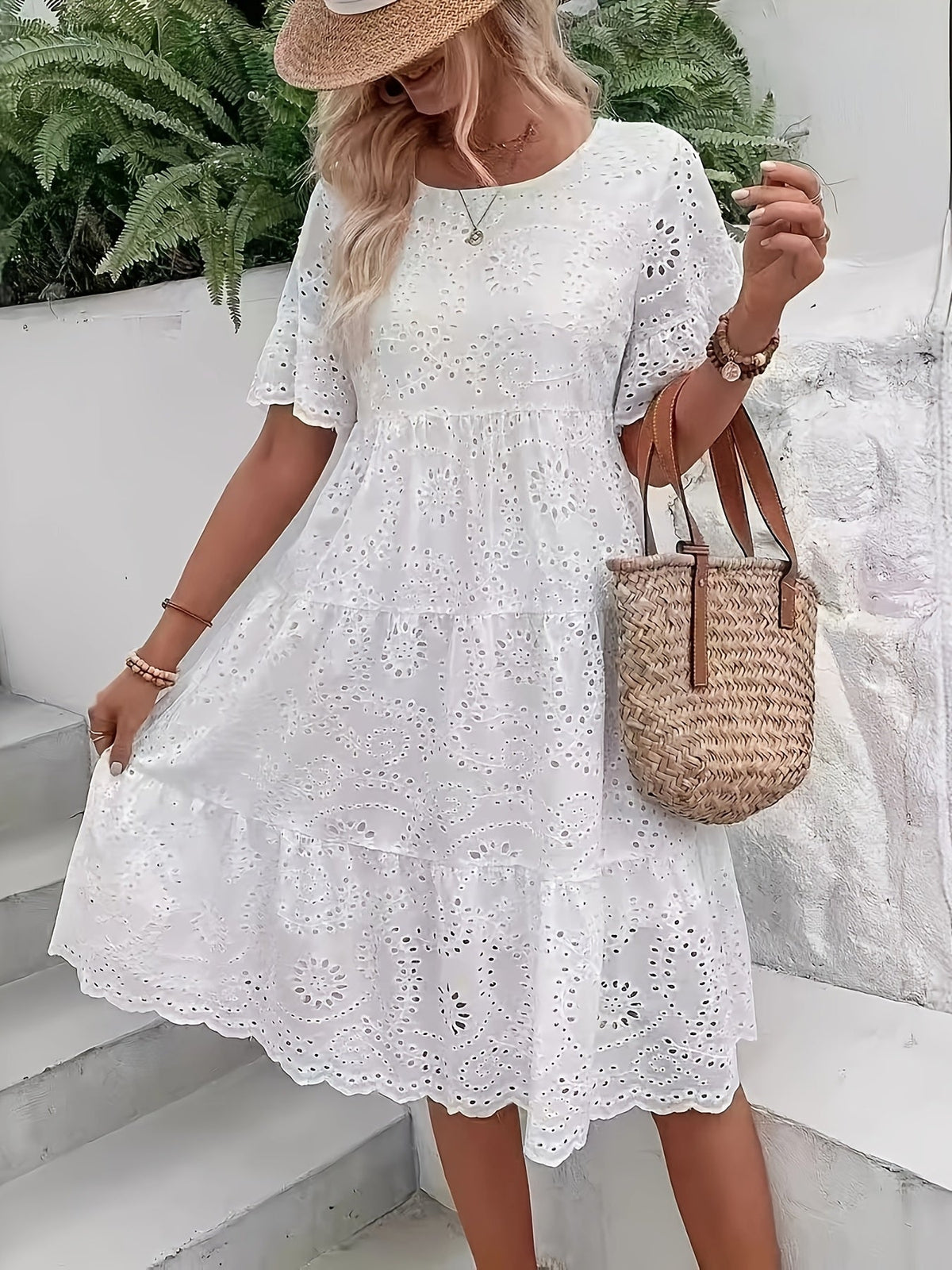 Daisy | Womens Broderie Anglaise Midi Dress