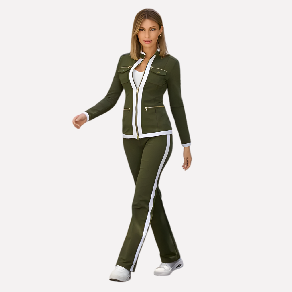 Ivette | Zip Jacket Matching Set Contrast