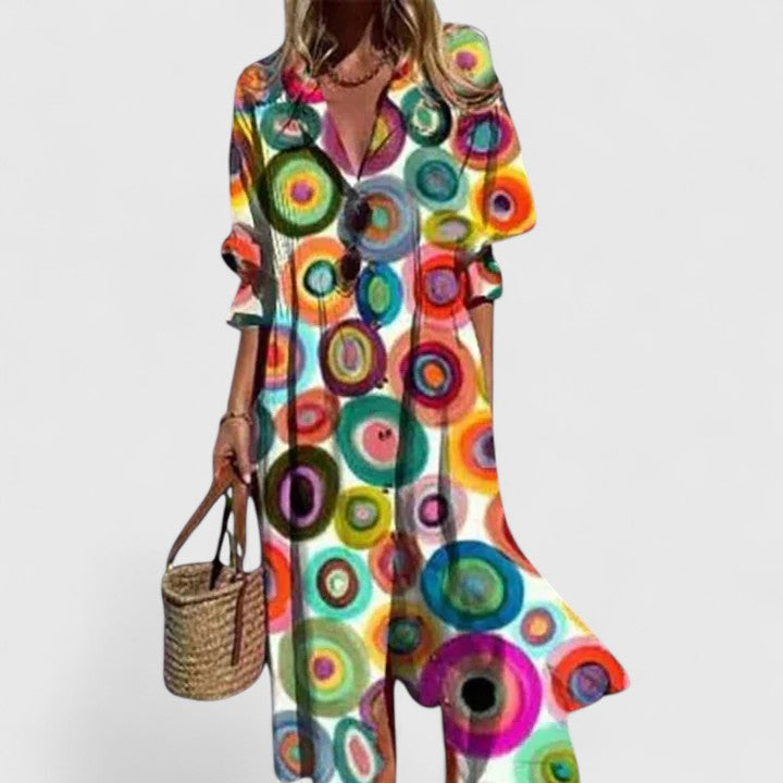 Blossom | Womens Leaf Print Button Front Shirt Dress