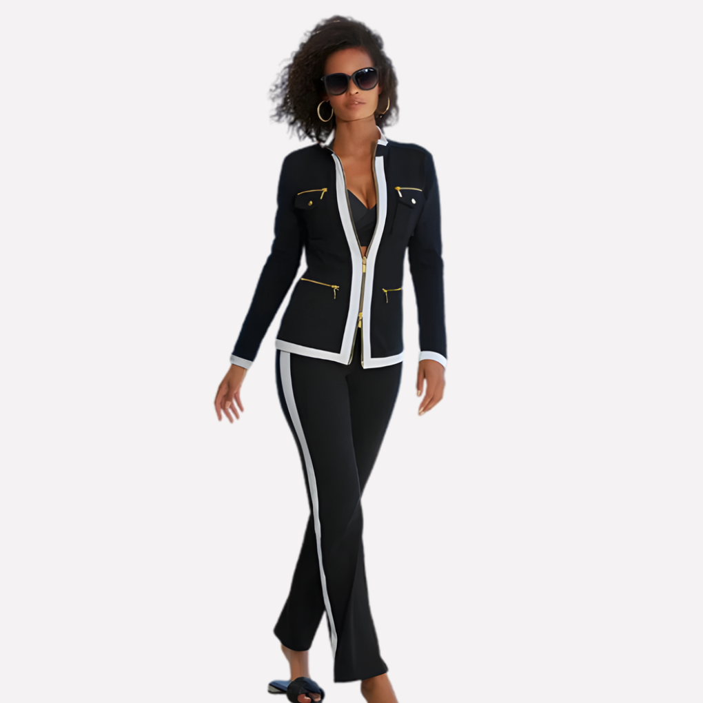 Ivette | Zip Jacket Matching Set Contrast