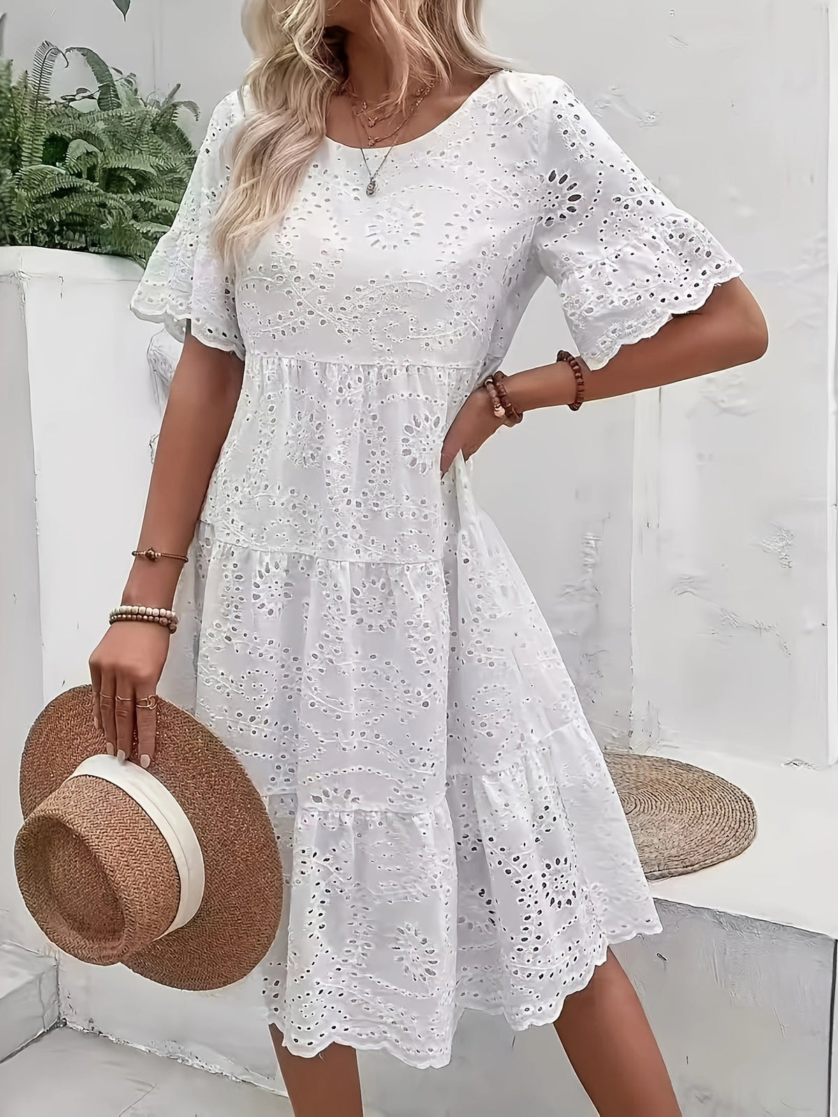 Daisy | Womens Broderie Anglaise Midi Dress