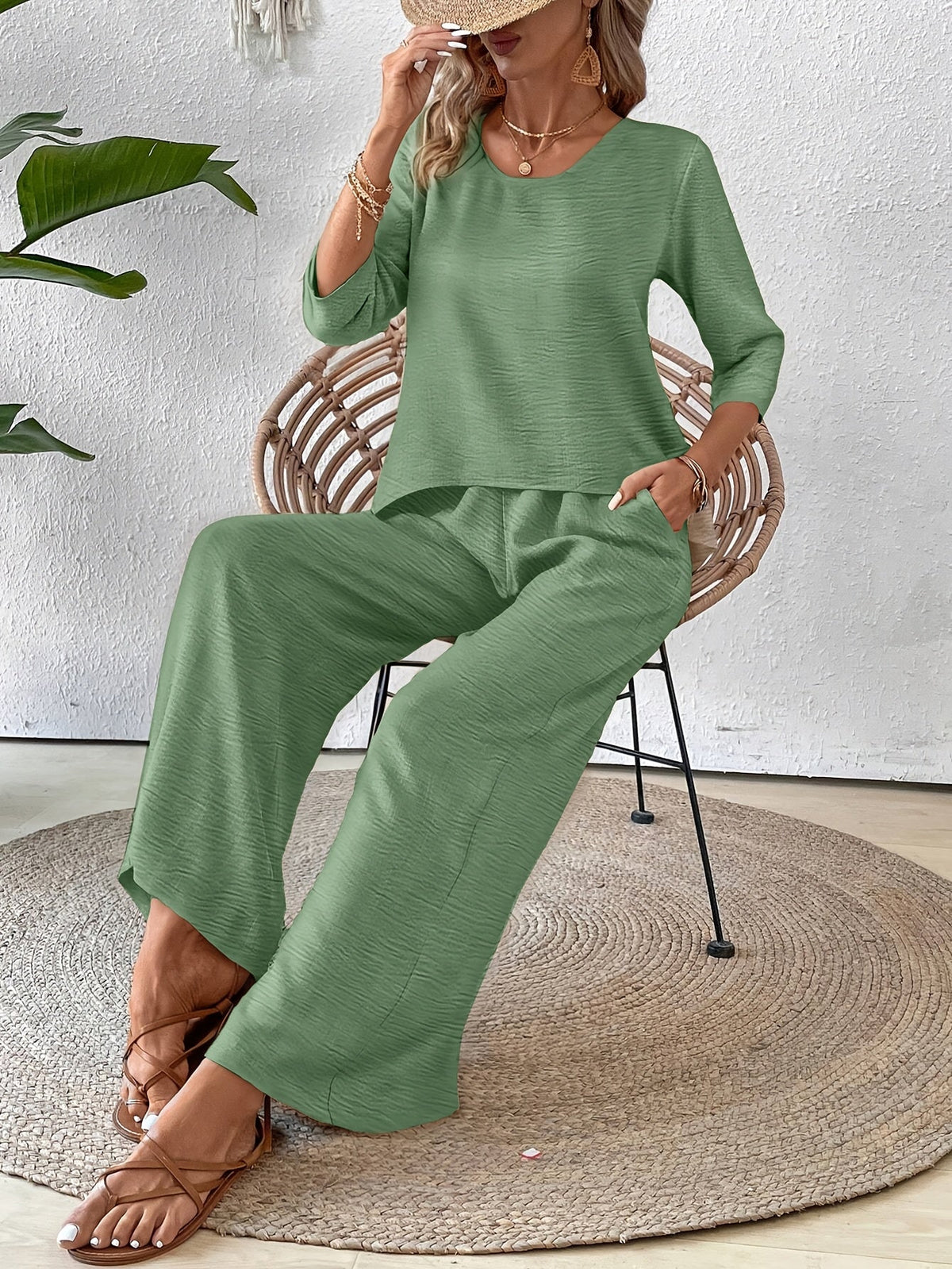 Odette | Vacation Linen Wide Leg Set