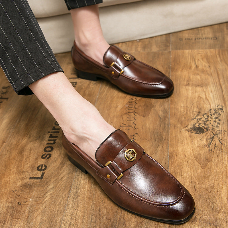 Charles | Mens Leather Emblem Formal Loafers