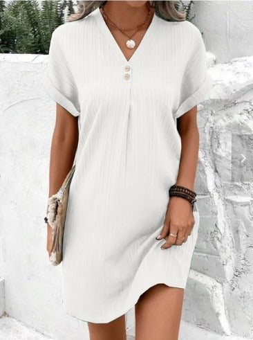 Mia | Womens Ribbed Button Placket Mini Dress