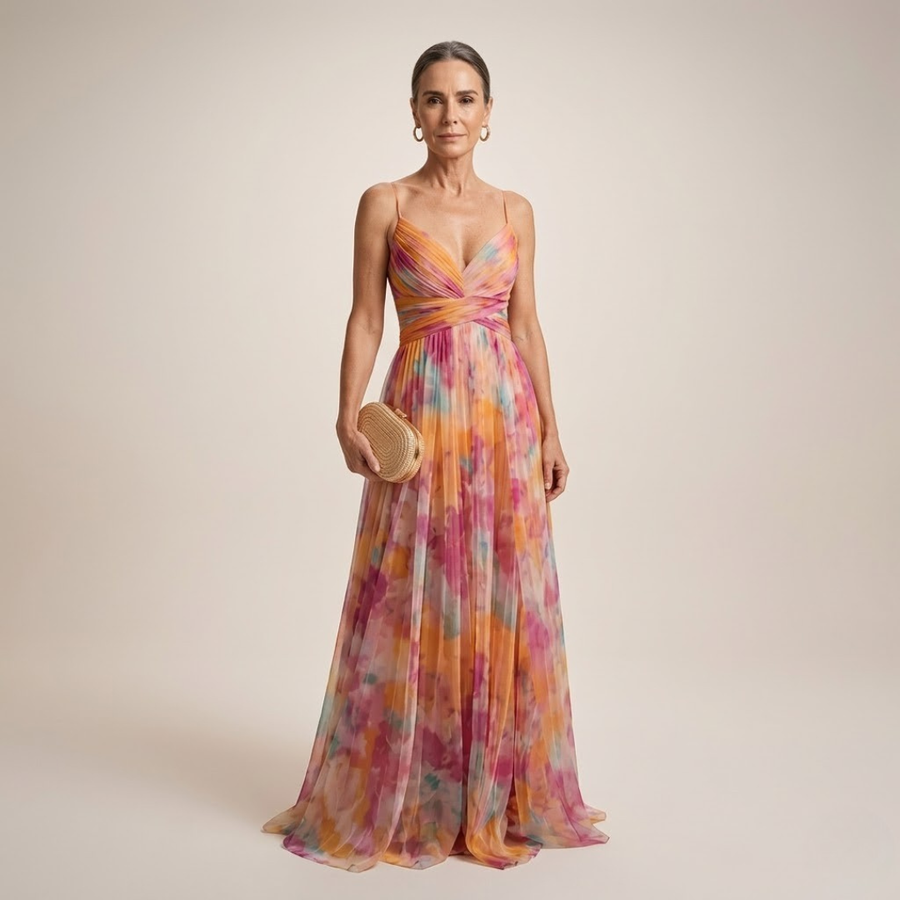 Eleonora | Womens Watercolour Print Wrap Bodice Maxi Dress