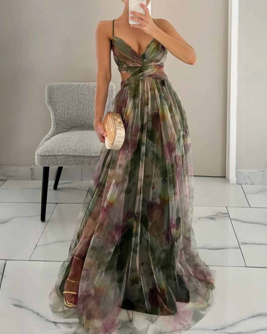 Eleonora | Womens Watercolour Print Wrap Bodice Maxi Dress