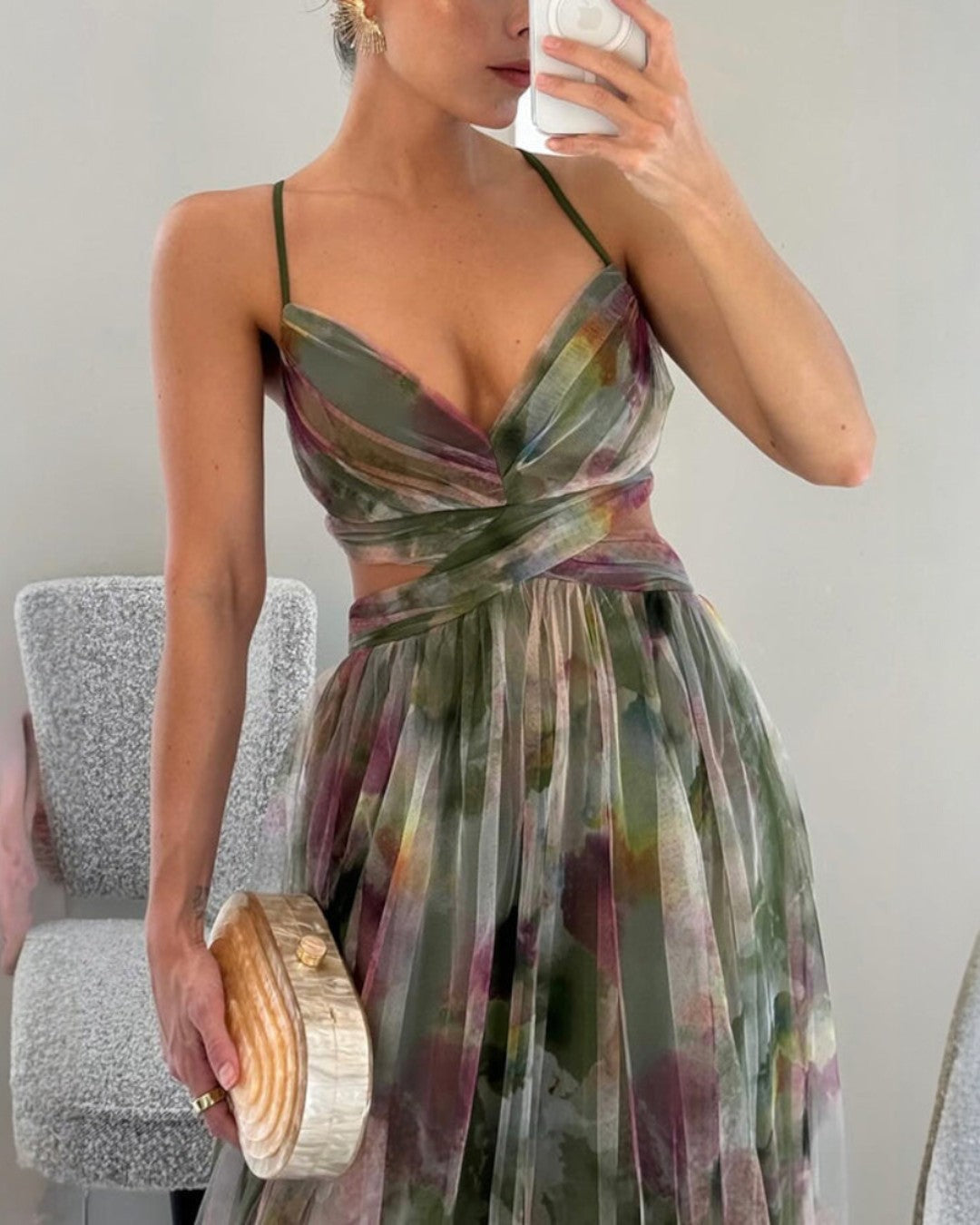 Eleonora | Womens Watercolour Print Wrap Bodice Maxi Dress