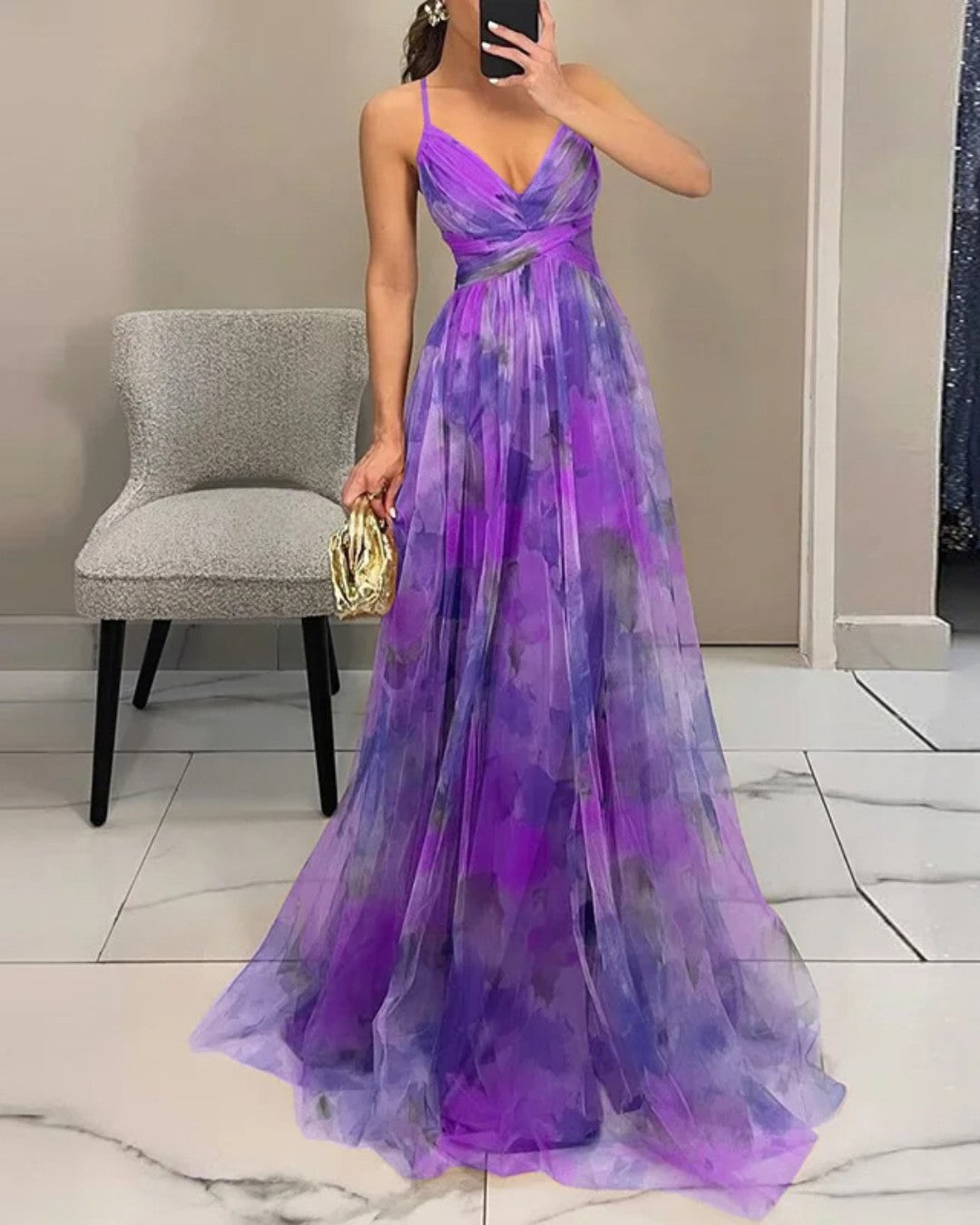Eleonora | Womens Watercolour Print Wrap Bodice Maxi Dress