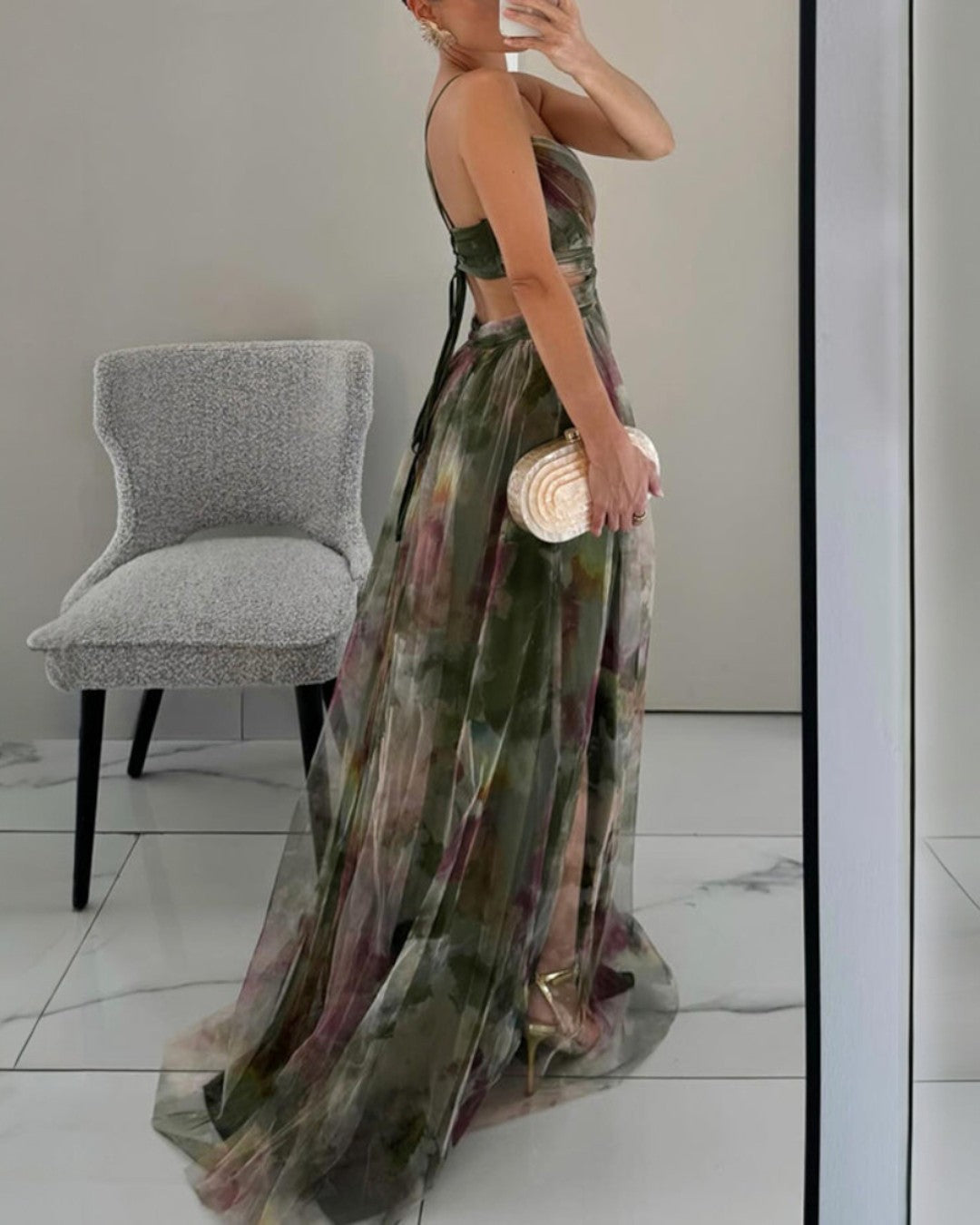 Eleonora | Womens Watercolour Print Wrap Bodice Maxi Dress