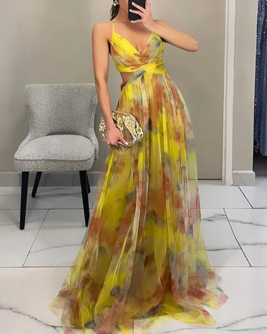 Eleonora | Womens Watercolour Print Wrap Bodice Maxi Dress