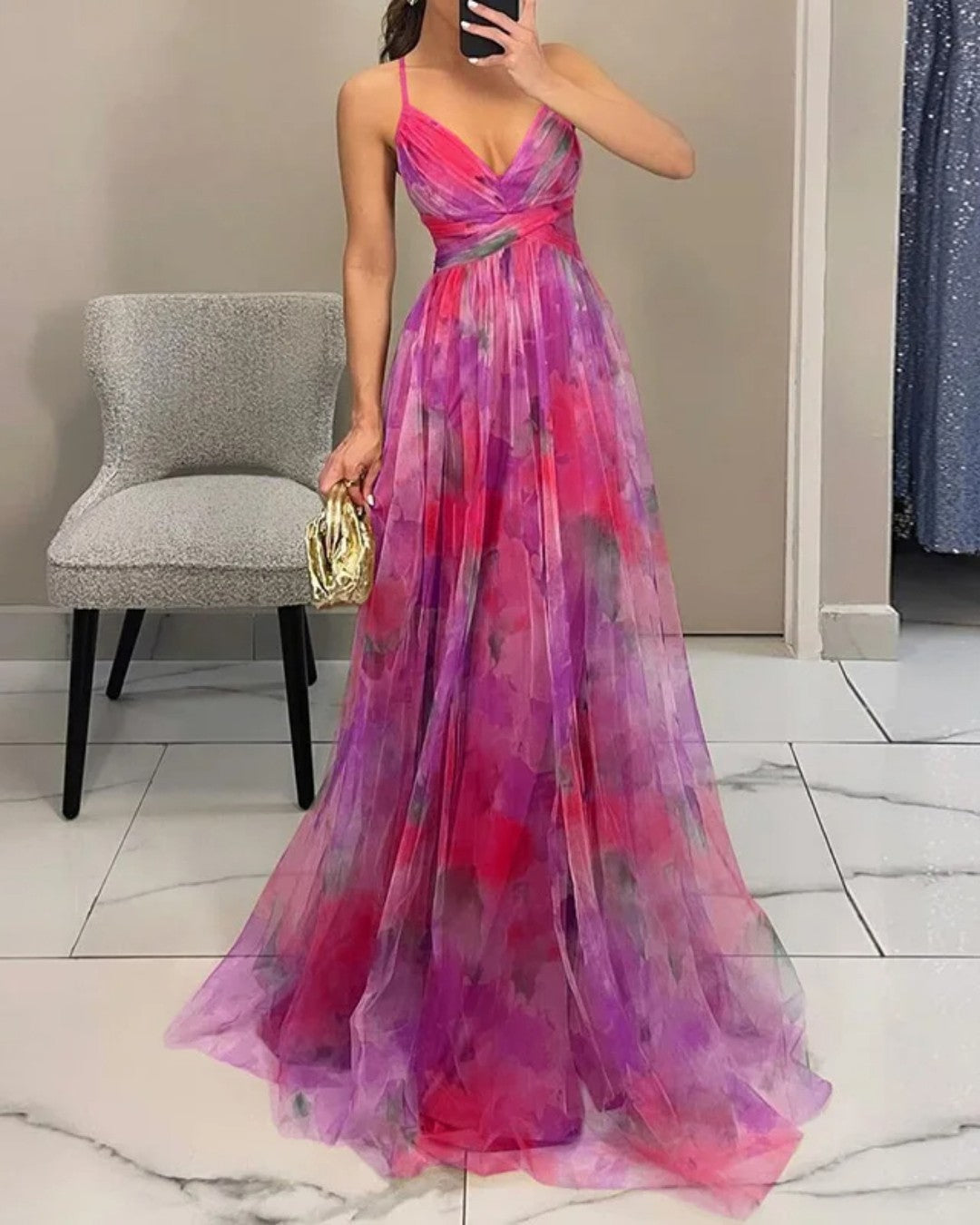 Eleonora | Womens Watercolour Print Wrap Bodice Maxi Dress