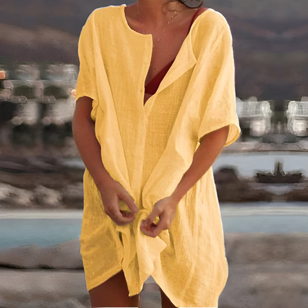 Willow | Womens Linen Look Beach Cover Up Shirt Dress