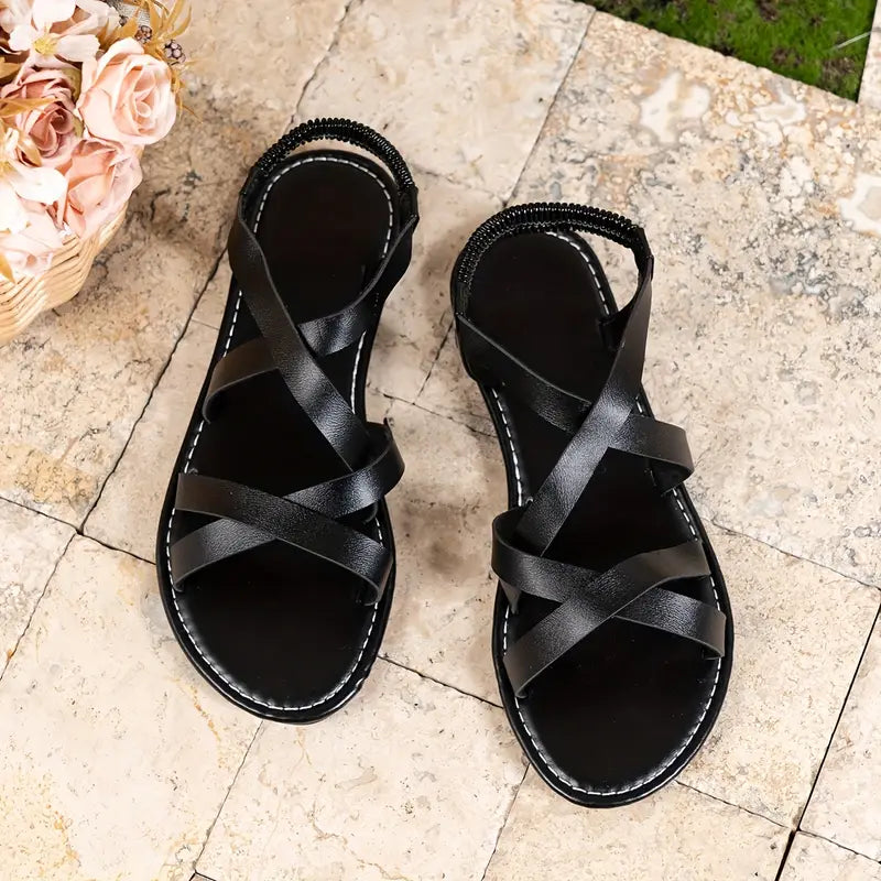 Luna | Elegant Criss-Cross Flat Sandals