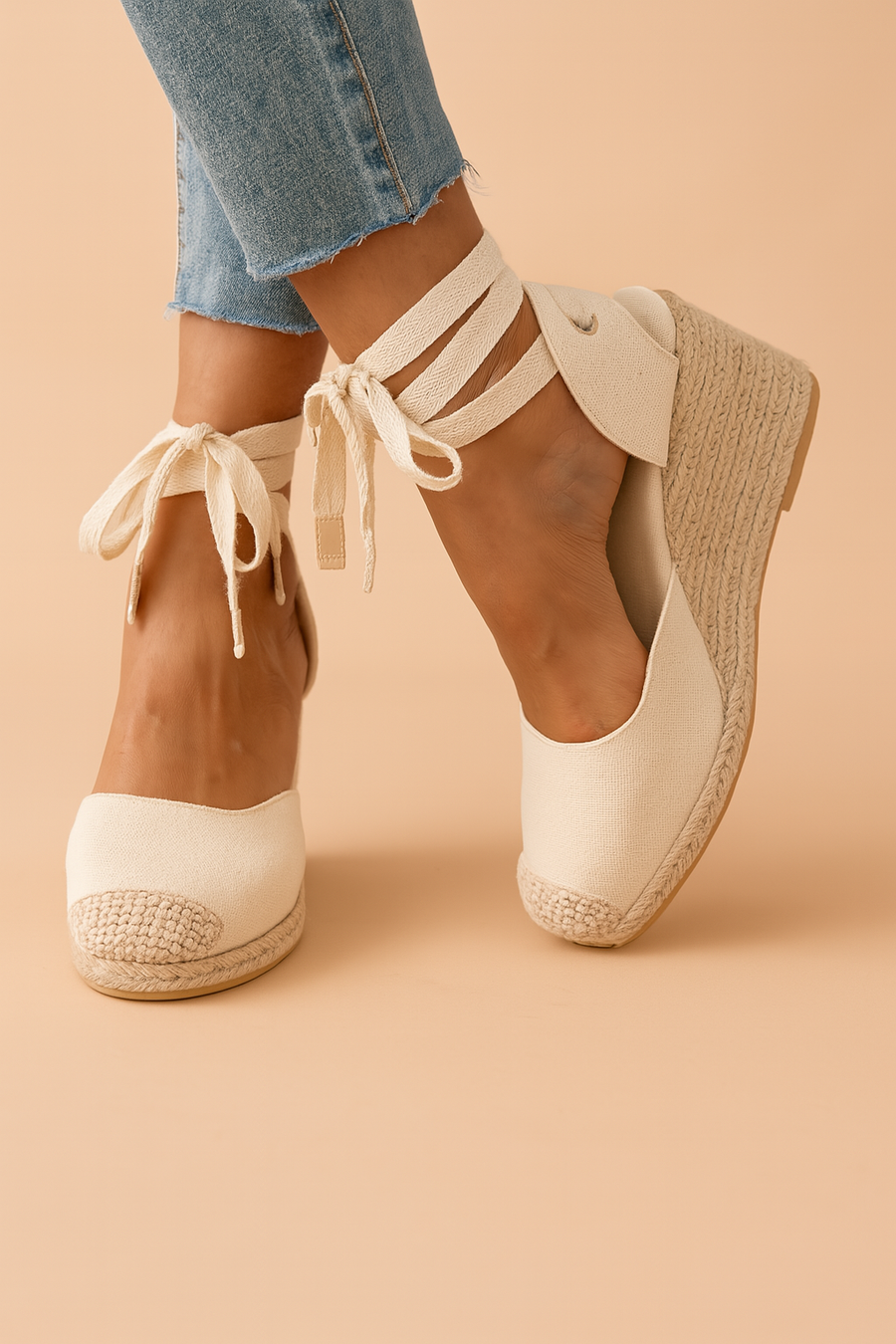 Maja | Women's Espadrille Wedge Sandals with Ankle Ties