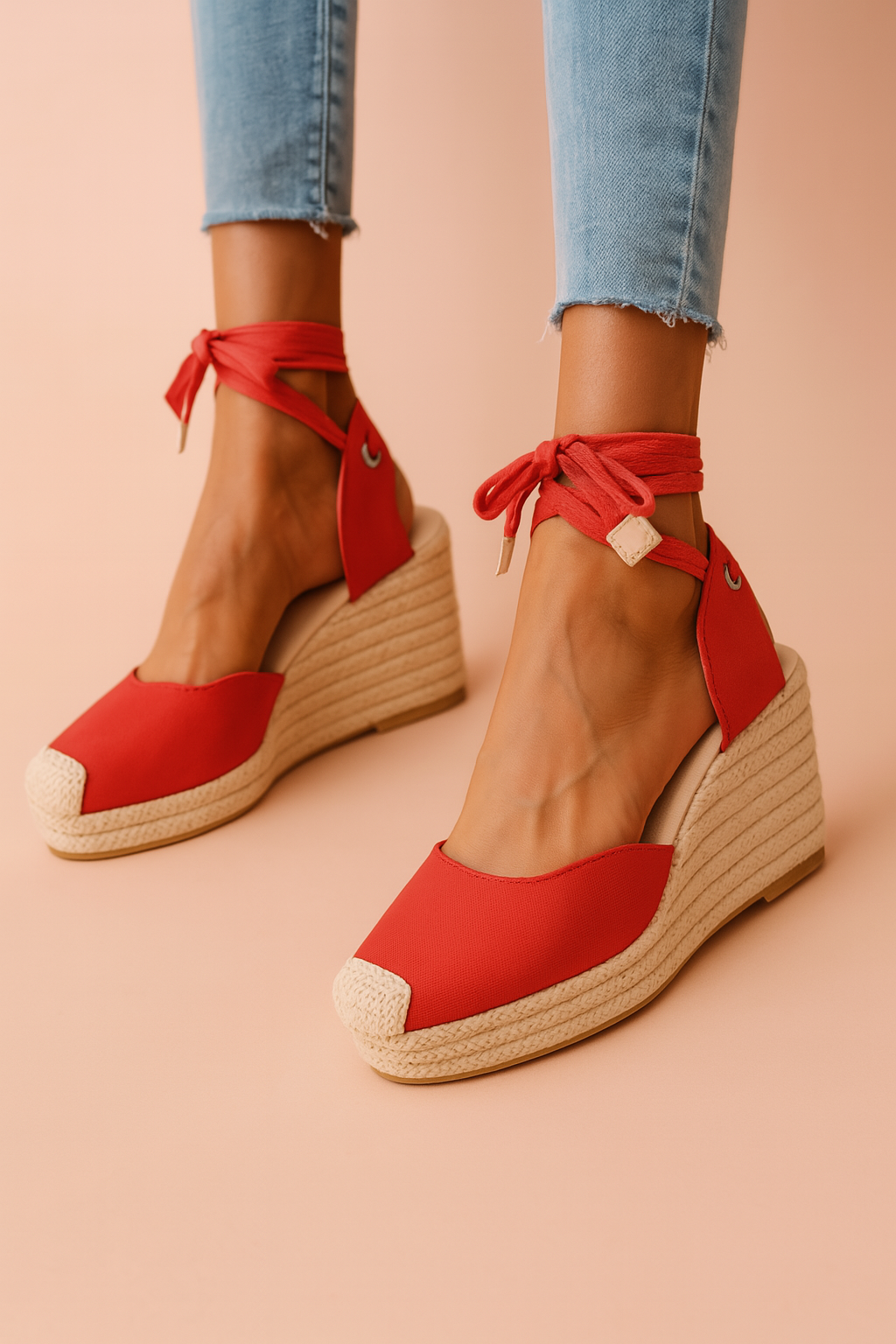 Maja | Women's Espadrille Wedge Sandals with Ankle Ties