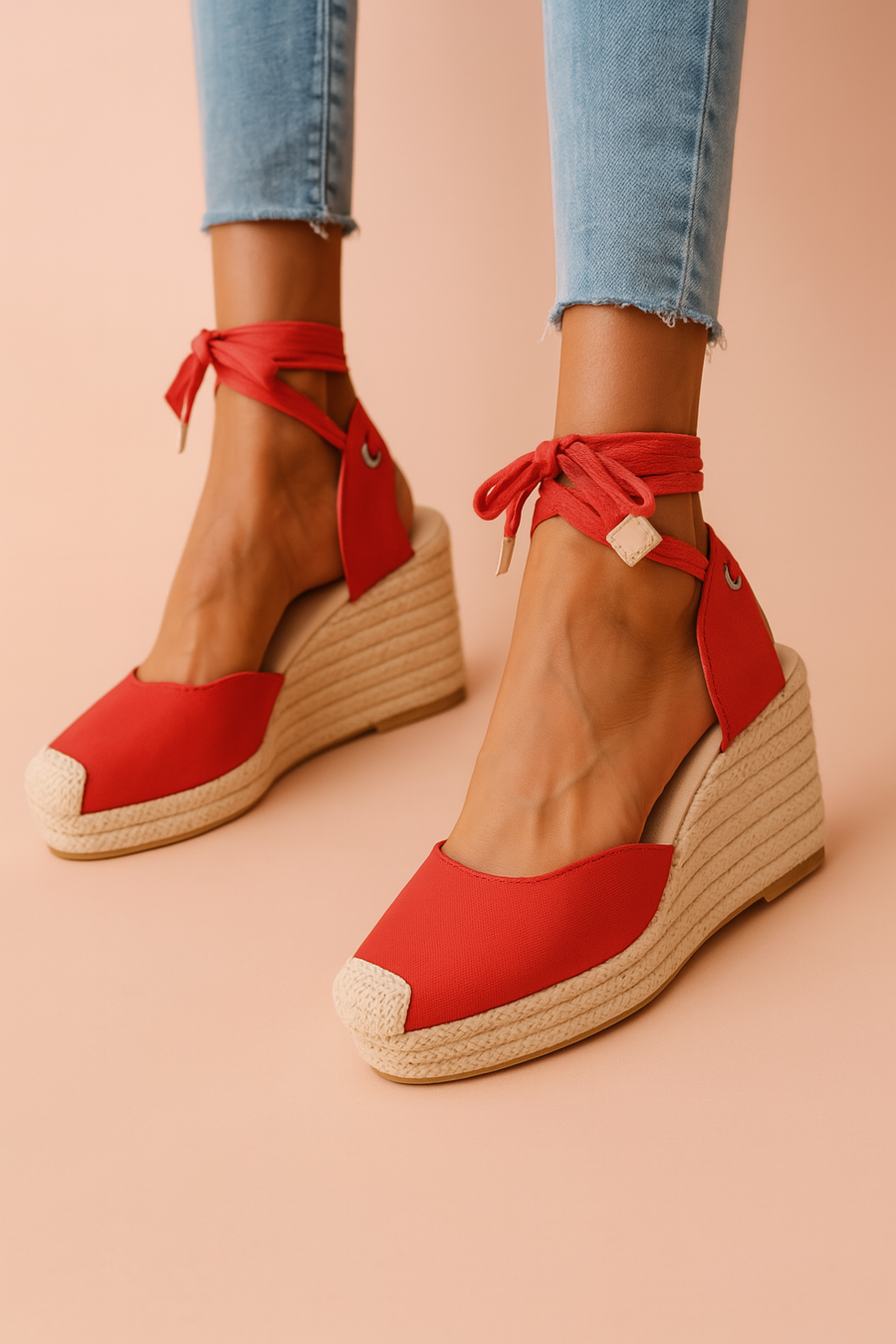 Maja | Women's Espadrille Wedge Sandals with Ankle Ties