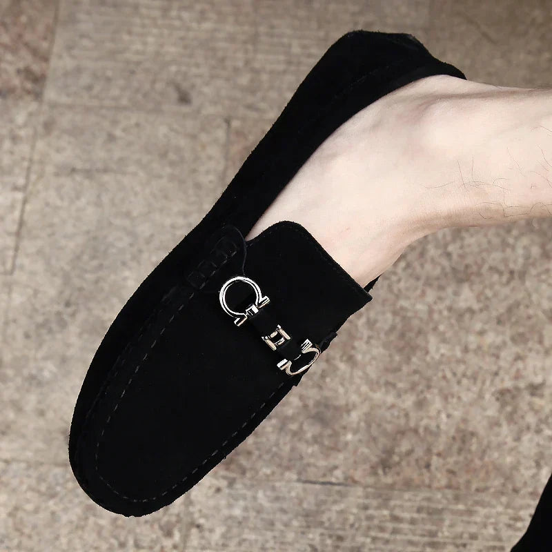 Dominic | Mens Suede Buckle Driving Loafers