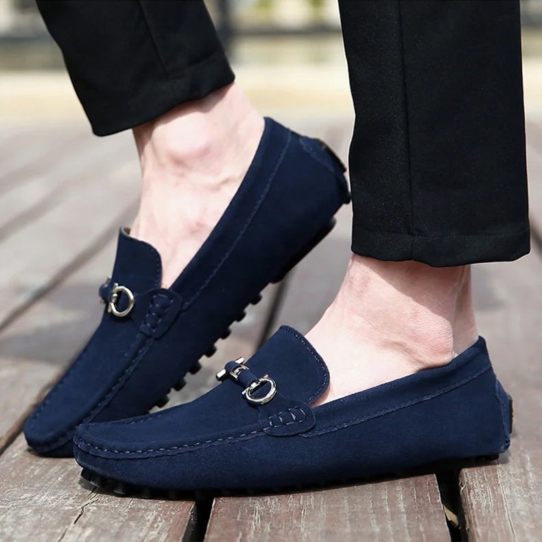 Dominic | Mens Suede Buckle Driving Loafers