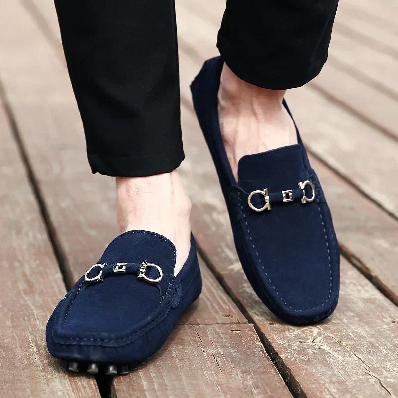Dominic | Mens Suede Buckle Driving Loafers