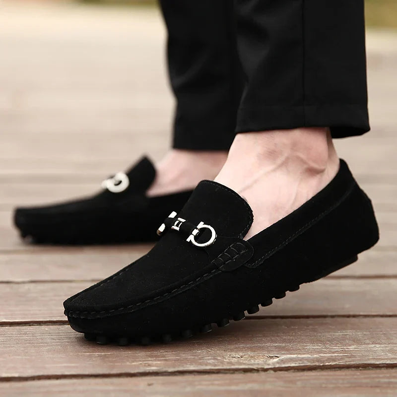 Dominic | Mens Suede Buckle Driving Loafers