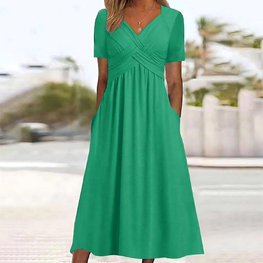 Isla | Womens Wrap Front Pocket Midi Dress