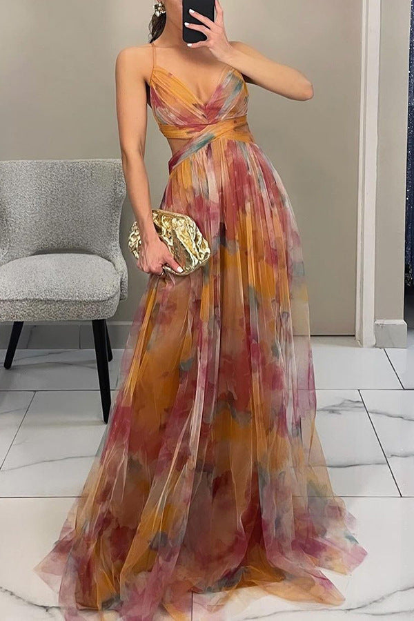 Eleonora | Womens Watercolour Print Wrap Bodice Maxi Dress