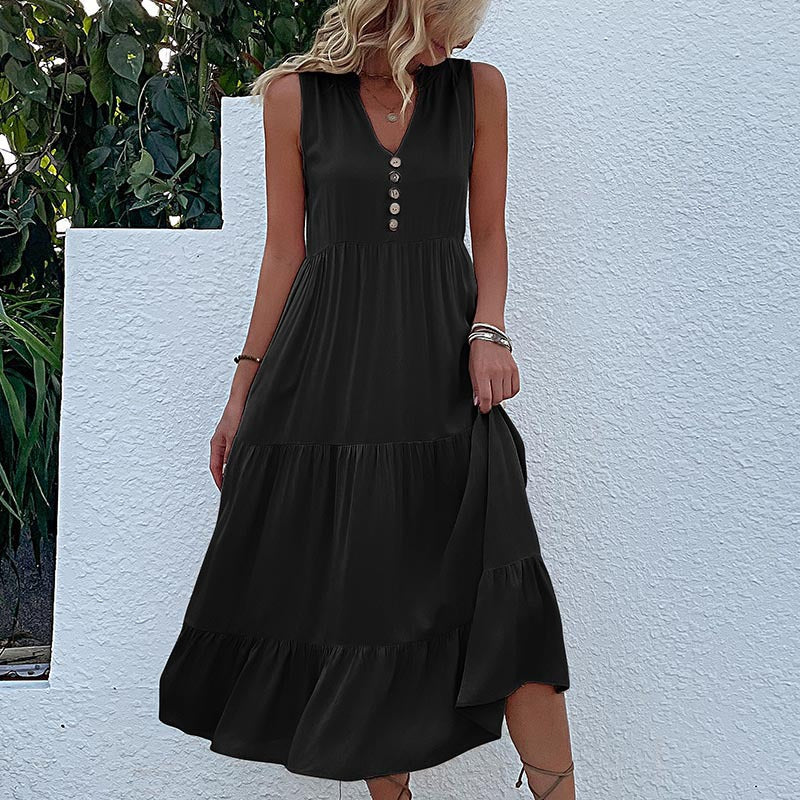 Piper | Womens Button Front Sleeveless Maxi Dress