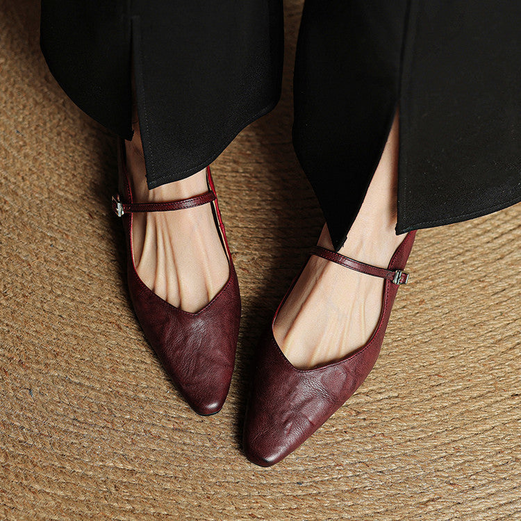 Sophie | Women's Pointed Toe Slingback Flats – Beige Buckle Shoes