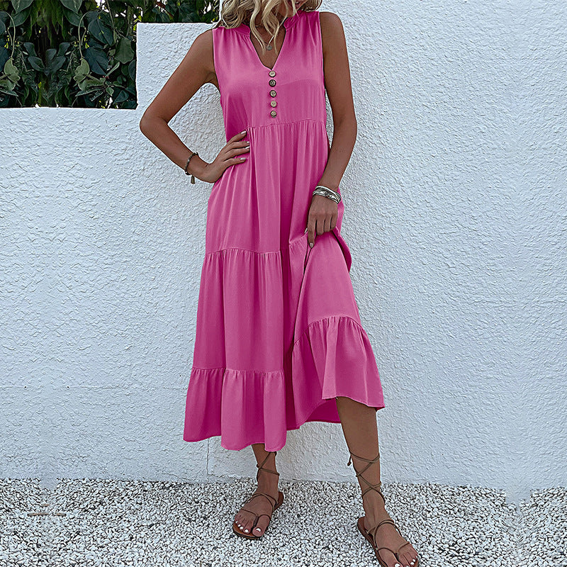 Piper | Womens Button Front Sleeveless Maxi Dress