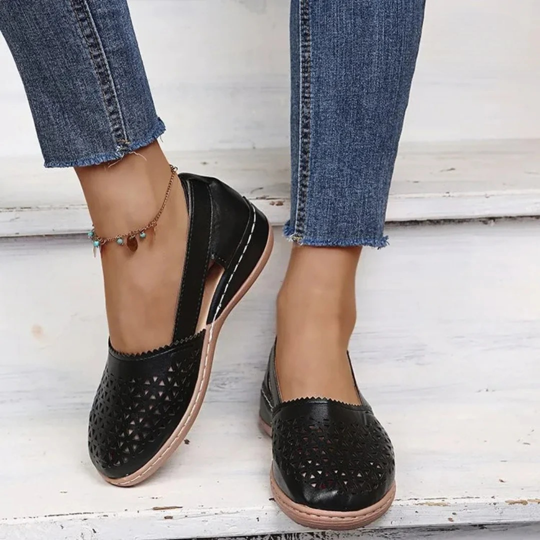 Sophie | Women's Breathable Slip-On Flats – Perforated Comfort Shoes