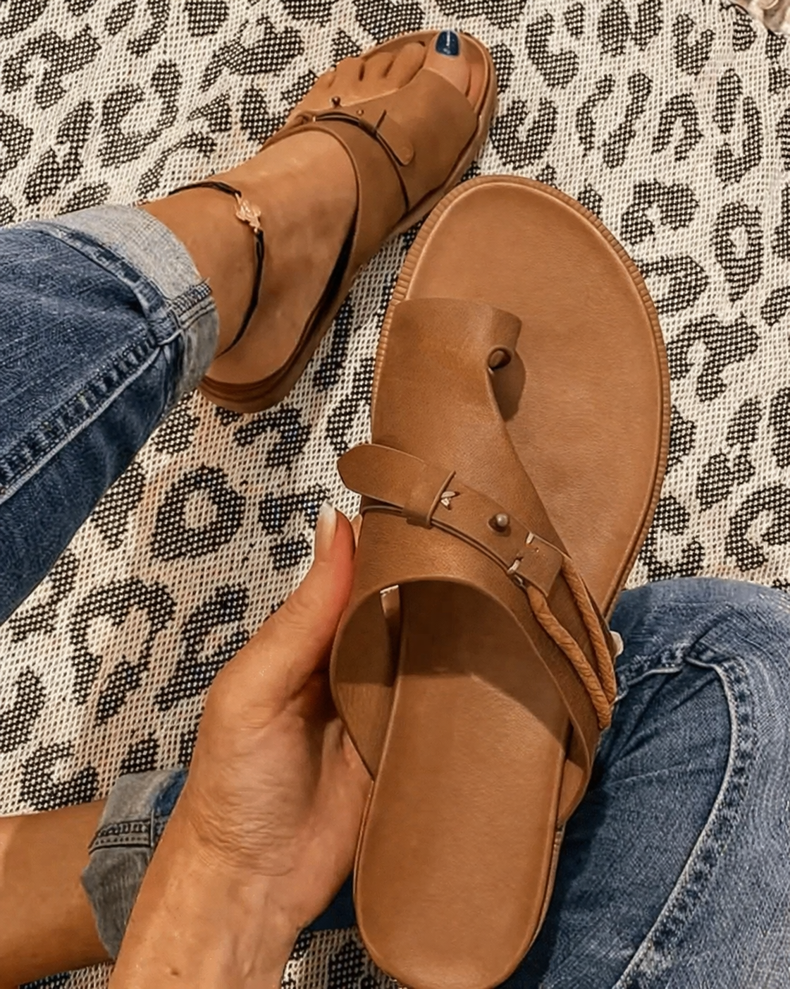 Willow | Strappy Toe Loop Flat Sandals
