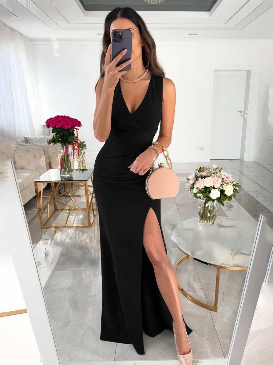 Isabelle | Slim Bridesmaid Slit Evening Dress