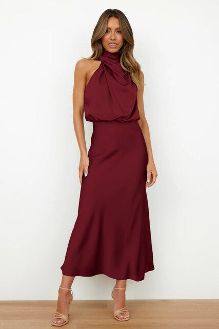 Charlotte | Halter Neck Formal Midi Dress