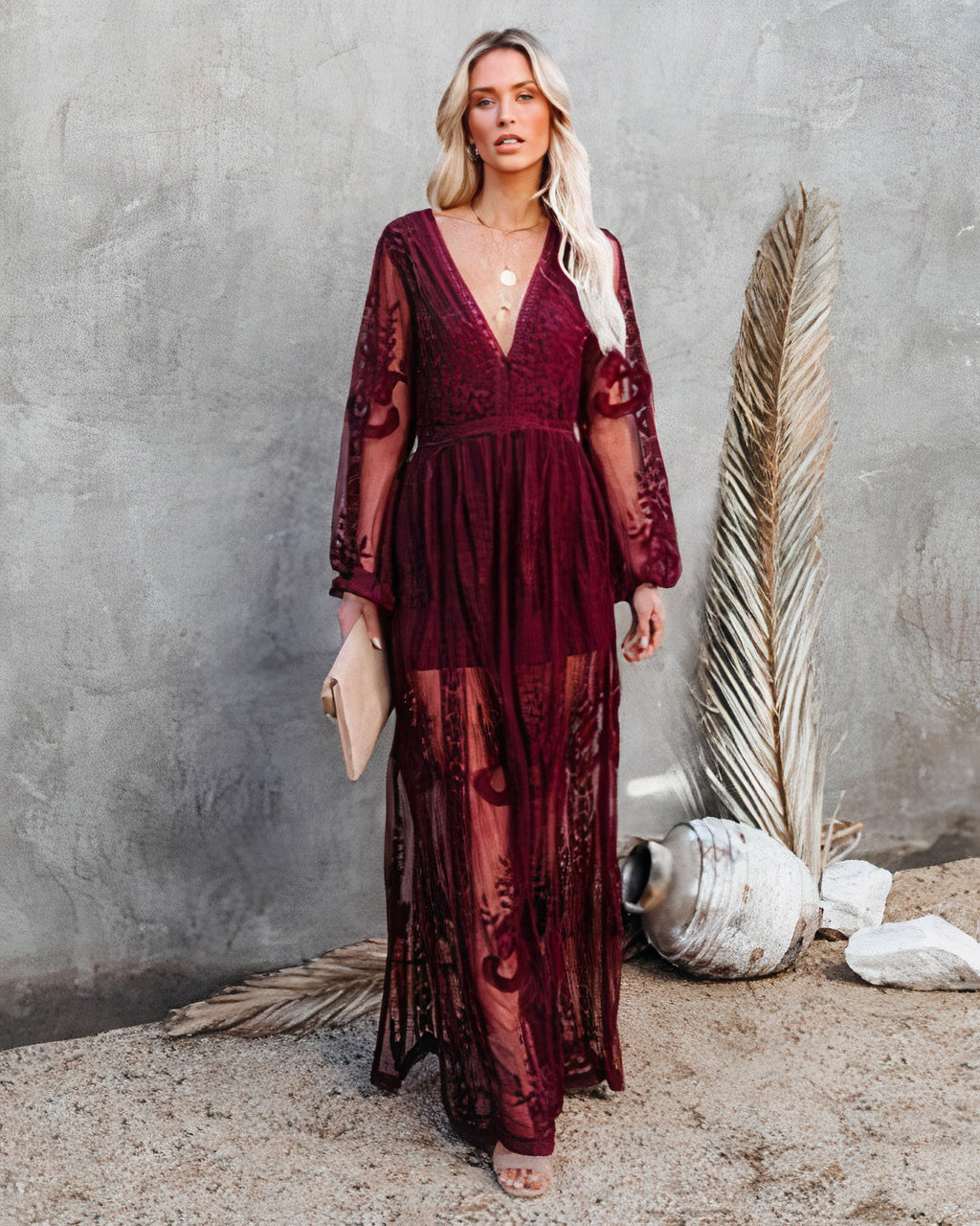 Margot | Christmas Evening V-Neck Slit Maxi