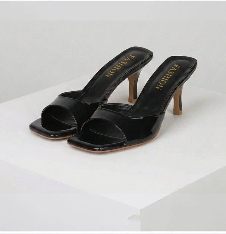 Clara | Women's Open Toe Mules – Square Toe Slip-On Heels