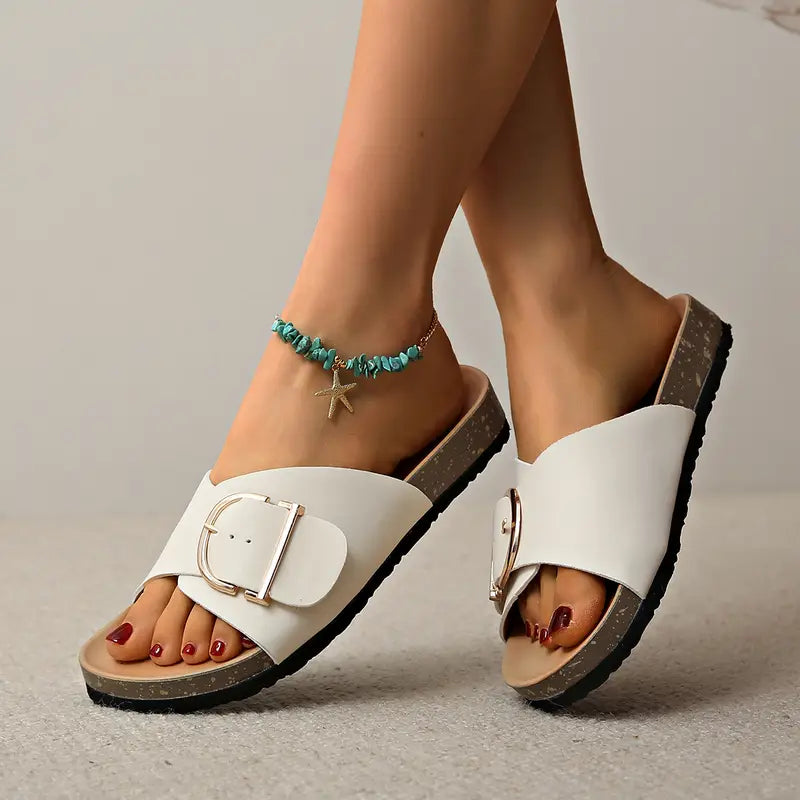 Maeve | Buckle Detail Flat Sandals